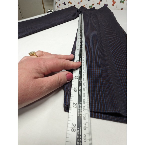J. Jill Glen Plaid Straight Leg Trousers Navy Blue Brown Elastic Back Size 4 - Picture 7 of 9